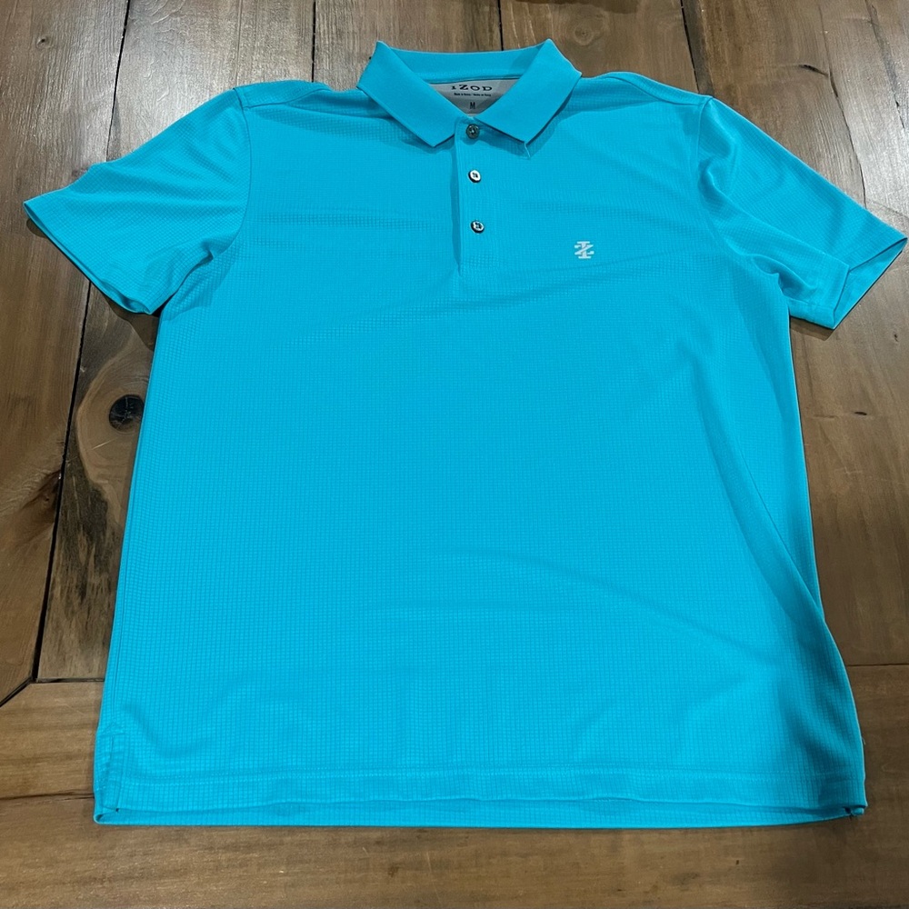 Izod Men’s Short Sleeve Golf Polo Shirt, Size Medium, Aqua